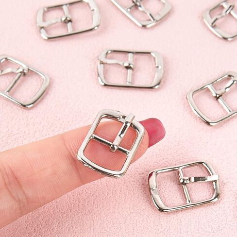 Framendino, 20 Pack Silver Rectangular Metallic Single Prong Pin Shoes Buckles Metal Roller Buckles Hardware Pin Buckle for Shoes Bags Leather Belt in Kuwait