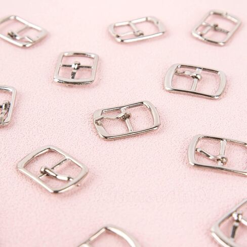 Framendino, 20 Pack Silver Rectangular Metallic Single Prong Pin Shoes Buckles Metal Roller Buckles Hardware Pin Buckle for Shoes Bags Leather Belt in Kuwait