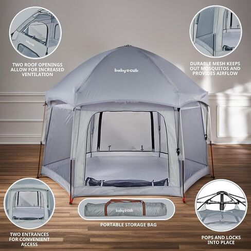 Baby Cub Playden - Indoor/Outdoor Covered Play Tent for Children, Portable Tent with Canopy, Easy Pop Up for Beach or Home, Lightweight and Versatile Child Tent in Saudi Arabia