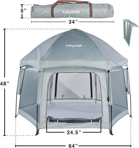 Baby Cub Playden - Indoor/Outdoor Covered Play Tent for Children, Portable Tent with Canopy, Easy Pop Up for Beach or Home, Lightweight and Versatile Child Tent in Saudi Arabia