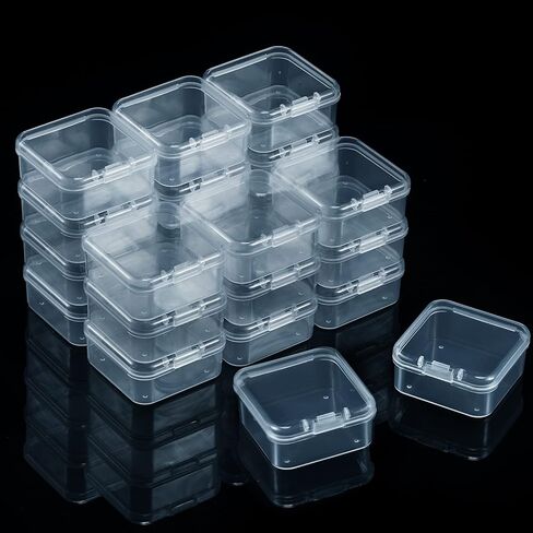 36 Pieces Rectangle Clear Plastic Containers Transparent Beads Storage Containers Box Jewelry Storage Box Case with Hinged Lid for Small Items Beads Jewelry (1.3 x 1.3 x 0.7 Inches) in Saudi Arabia