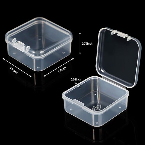 36 Pieces Rectangle Clear Plastic Containers Transparent Beads Storage Containers Box Jewelry Storage Box Case with Hinged Lid for Small Items Beads Jewelry (1.3 x 1.3 x 0.7 Inches) in Saudi Arabia