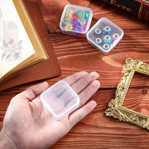 36 Pieces Rectangle Clear Plastic Containers Transparent Beads Storage Containers Box Jewelry Storage Box Case with Hinged Lid for Small Items Beads Jewelry (1.3 x 1.3 x 0.7 Inches) in Saudi Arabia