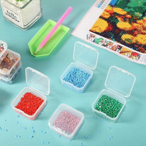 36 Pieces Rectangle Clear Plastic Containers Transparent Beads Storage Containers Box Jewelry Storage Box Case with Hinged Lid for Small Items Beads Jewelry (1.3 x 1.3 x 0.7 Inches) in Saudi Arabia