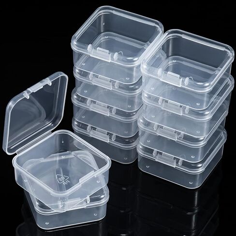 36 Pieces Rectangle Clear Plastic Containers Transparent Beads Storage Containers Box Jewelry Storage Box Case with Hinged Lid for Small Items Beads Jewelry (1.3 x 1.3 x 0.7 Inches) in Saudi Arabia