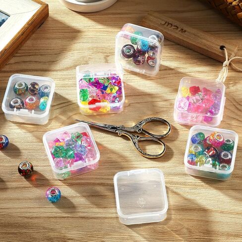 36 Pieces Rectangle Clear Plastic Containers Transparent Beads Storage Containers Box Jewelry Storage Box Case with Hinged Lid for Small Items Beads Jewelry (1.3 x 1.3 x 0.7 Inches) in Saudi Arabia