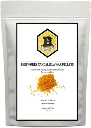 Beesworks Candelilla Wax Pellets Approximately 8 oz /0.5 lbs | 100% Pure Food Grade Vegan Wax for DIY Candle Making, Soap, and Lip Balm | Cosmetic Grade Wax in Kuwait
