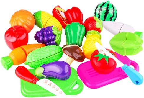 سينرايدا 20 قطعة من العاب المطبخ الممتعة لتقطيع الفاكهة والخضروات للاطفال، مجموعة طعام تعليمية للاطفال البنات والاولاد العاب طعام تظاهرية (20 قطعة من العاب الفاكهة والخضروات) in Kuwait