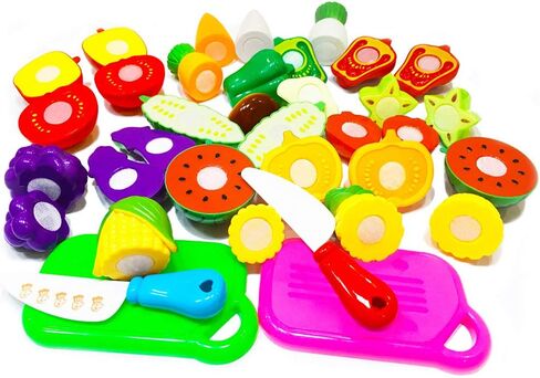 سينرايدا 20 قطعة من العاب المطبخ الممتعة لتقطيع الفاكهة والخضروات للاطفال، مجموعة طعام تعليمية للاطفال البنات والاولاد العاب طعام تظاهرية (20 قطعة من العاب الفاكهة والخضروات) in Kuwait