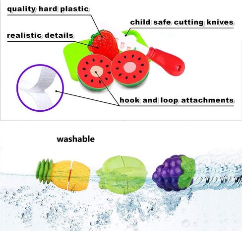 سينرايدا 20 قطعة من العاب المطبخ الممتعة لتقطيع الفاكهة والخضروات للاطفال، مجموعة طعام تعليمية للاطفال البنات والاولاد العاب طعام تظاهرية (20 قطعة من العاب الفاكهة والخضروات) in Kuwait