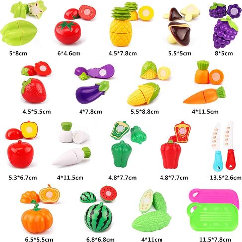 سينرايدا 20 قطعة من العاب المطبخ الممتعة لتقطيع الفاكهة والخضروات للاطفال، مجموعة طعام تعليمية للاطفال البنات والاولاد العاب طعام تظاهرية (20 قطعة من العاب الفاكهة والخضروات) in Kuwait