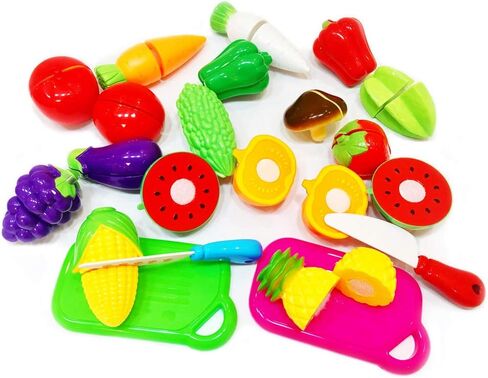 سينرايدا 20 قطعة من العاب المطبخ الممتعة لتقطيع الفاكهة والخضروات للاطفال، مجموعة طعام تعليمية للاطفال البنات والاولاد العاب طعام تظاهرية (20 قطعة من العاب الفاكهة والخضروات) in Kuwait