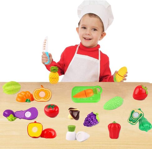 سينرايدا 20 قطعة من العاب المطبخ الممتعة لتقطيع الفاكهة والخضروات للاطفال، مجموعة طعام تعليمية للاطفال البنات والاولاد العاب طعام تظاهرية (20 قطعة من العاب الفاكهة والخضروات) in Kuwait