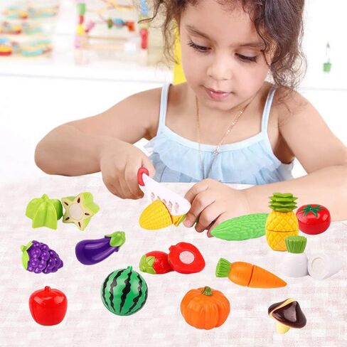 سينرايدا 20 قطعة من العاب المطبخ الممتعة لتقطيع الفاكهة والخضروات للاطفال، مجموعة طعام تعليمية للاطفال البنات والاولاد العاب طعام تظاهرية (20 قطعة من العاب الفاكهة والخضروات) in Kuwait