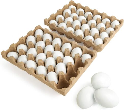 SallyFashion 48 Pcs White Wooden Eggs Fake Eggs Easter Eggs for Children DIY Game,Kitchen Craft Adornment,Toy Foods in Saudi Arabia