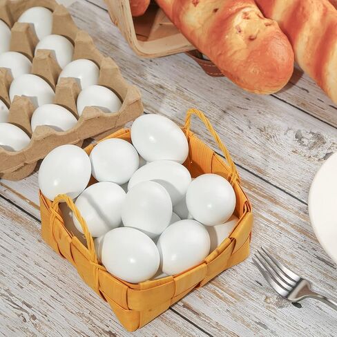 SallyFashion 48 Pcs White Wooden Eggs Fake Eggs Easter Eggs for Children DIY Game,Kitchen Craft Adornment,Toy Foods in Saudi Arabia