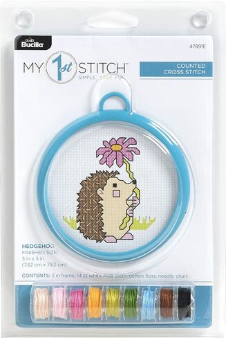 Bucilla 47891E My 1st Stitch Counted Cross Stitch Kit, 3", Hedgehog in Saudi Arabia