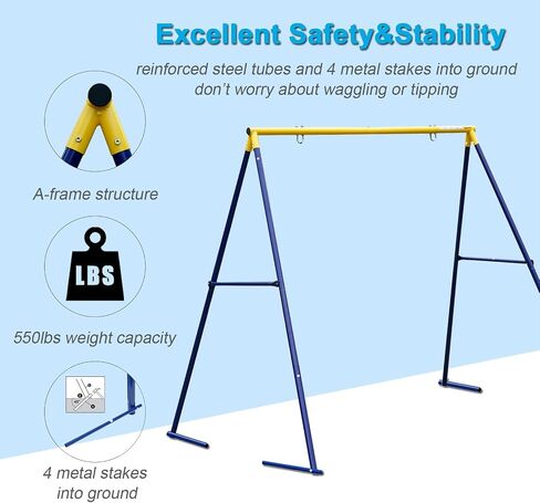 Saucer Swing Frame Stand Alone Heavy Duty for Kids Outdoor(BL/YE) in Saudi Arabia