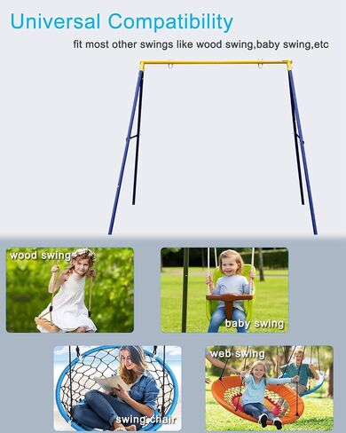 Saucer Swing Frame Stand Alone Heavy Duty for Kids Outdoor(BL/YE) in Saudi Arabia
