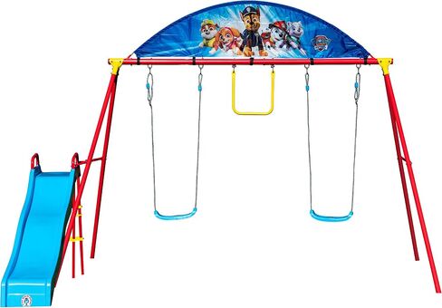 Swurfer PAW Patrol Swing Sets for Backyard, Swingset Outdoor for Kids - Playground Sets for Backyard, Heavy Duty Metal Frame, Playset with Swings, Slide, Trapeze, Blue, Red, Yellow in Kuwait