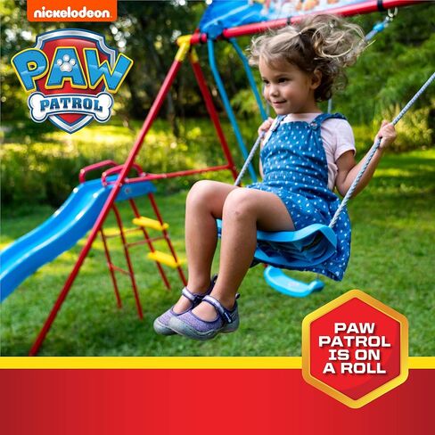 Swurfer PAW Patrol Swing Sets for Backyard, Swingset Outdoor for Kids - Playground Sets for Backyard, Heavy Duty Metal Frame, Playset with Swings, Slide, Trapeze, Blue, Red, Yellow in Kuwait