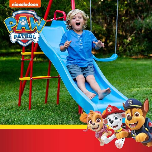 Swurfer PAW Patrol Swing Sets for Backyard, Swingset Outdoor for Kids - Playground Sets for Backyard, Heavy Duty Metal Frame, Playset with Swings, Slide, Trapeze, Blue, Red, Yellow in Kuwait
