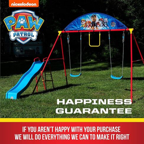 Swurfer PAW Patrol Swing Sets for Backyard, Swingset Outdoor for Kids - Playground Sets for Backyard, Heavy Duty Metal Frame, Playset with Swings, Slide, Trapeze, Blue, Red, Yellow in Kuwait