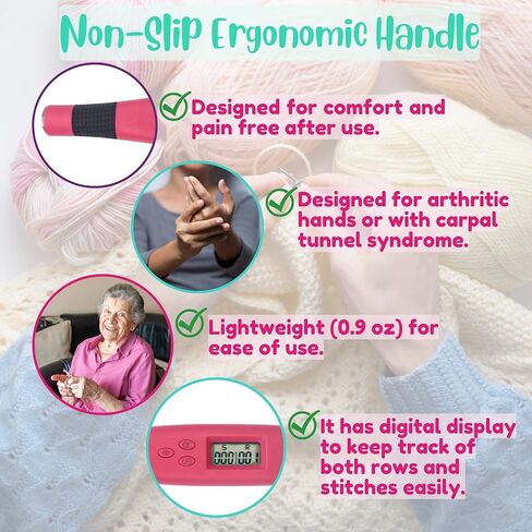 كتاب اثينا اليمنتس مجموعة خطافات كروشيه مضيئة مريحة قابلة للتبديل مع اضواء LED وعداد غرز كروشيه رقمي. خطافات كروشيه مضيئة قابلة لاعادة الشحن in Kuwait