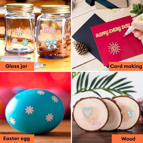 علامات Dyvicl اللامعة - علامات مخططة مزدوجة الخط - علامات معدنية ذات مخطط ذاتي - أقلام مزدوجة الخط للفنون والرسم والكتابة وبطاقات تهنئة عيد الميلاد، DIY، سجل القصاصات، الحرف اليدوية، 8 عبوات in Kuwait