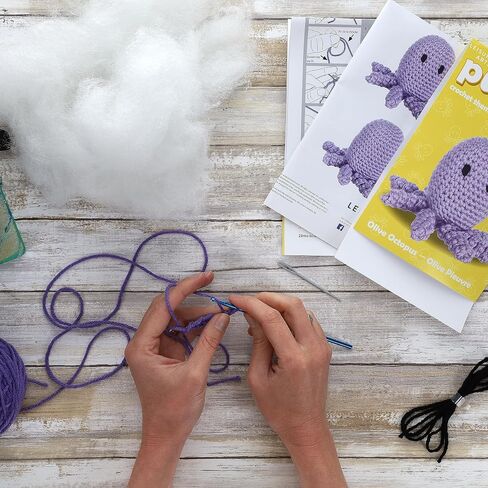 Leisure Arts - Crochet Kit, Pudgies Olive The Octopus, 3", Crochet kit for Beginners, Complete Crochet kit, Animal Crochet Kits, Crochet Animal kit, DIY amigurumi Crochet Kits in Saudi Arabia