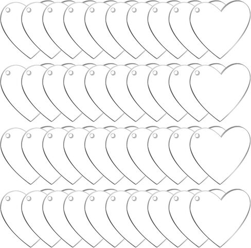 obmwang 60 Pack 2 Inch Acrylic Heart Keychain Blanks Acrylic Hearts Discs with Hole 1/8 inch Thick for DIY Keychain, Vinyl Projects, Gift Tags, Valentine's Day Ornaments in Saudi Arabia