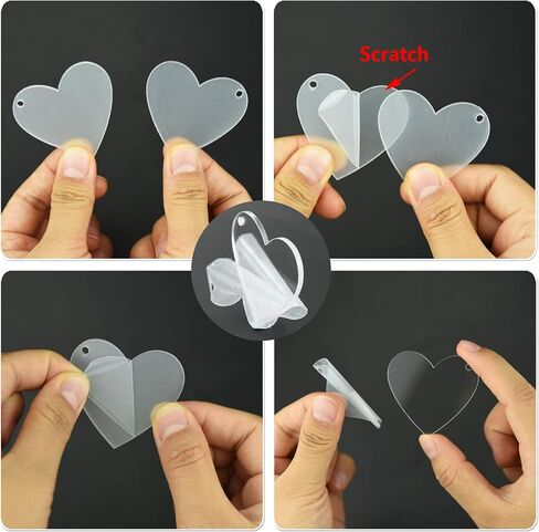 obmwang 60 Pack 2 Inch Acrylic Heart Keychain Blanks Acrylic Hearts Discs with Hole 1/8 inch Thick for DIY Keychain, Vinyl Projects, Gift Tags, Valentine's Day Ornaments in Saudi Arabia