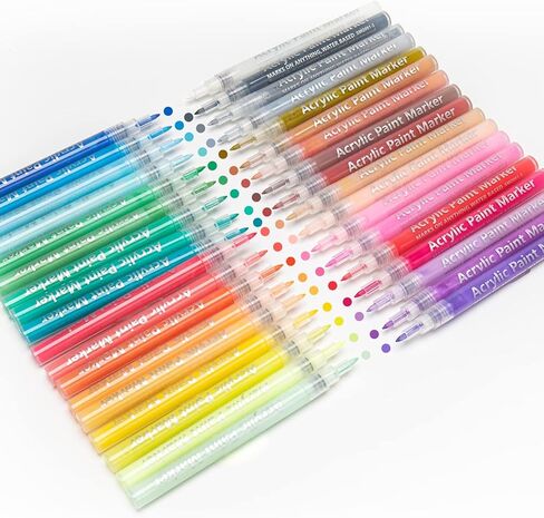 أقلام طلاء أكريليك 36 لونًا من CeleMoon لطلاء الصخور والزجاج والحجر والسيراميك والخشب والنسيج والقماش واللوازم الفنية - رأس رفيع جدًا 0.7 مم لصناعة الحرف اليدوية على شكل بيضة عيد الفصح in Kuwait