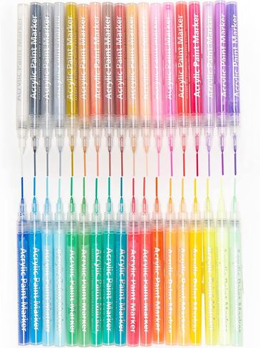 أقلام طلاء أكريليك 36 لونًا من CeleMoon لطلاء الصخور والزجاج والحجر والسيراميك والخشب والنسيج والقماش واللوازم الفنية - رأس رفيع جدًا 0.7 مم لصناعة الحرف اليدوية على شكل بيضة عيد الفصح in Kuwait