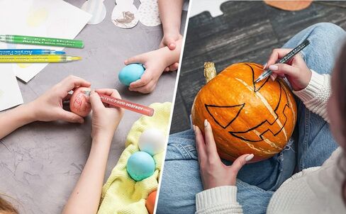 أقلام طلاء أكريليك 36 لونًا من CeleMoon لطلاء الصخور والزجاج والحجر والسيراميك والخشب والنسيج والقماش واللوازم الفنية - رأس رفيع جدًا 0.7 مم لصناعة الحرف اليدوية على شكل بيضة عيد الفصح in Kuwait