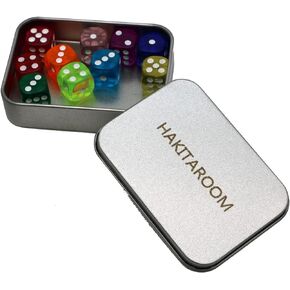 10 Pieces Iron Box Packaging 6 Sided 16mm / 0.7 Inch Play Games Like Game Dice, Majhong Dice,Teaching Math Dices Game 10 Colors Rounded and Translucent (1 Piece for Each of 10 Colors)