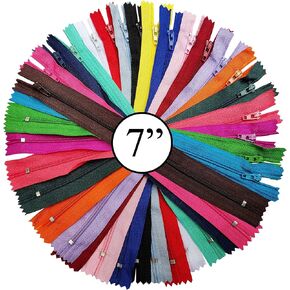 KGS Nylon Zipper for Sewing Crafts | 20 Assorted Colours | Size: 4+6+8+10+12 Inch | 100 Zippers/Pack | Multicolor Zippers for Sewing Supplies and Replacement in Bags, Pouches, Skirts, Dresses in Saudi Arabia