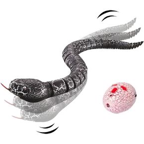 Remote Control Snake Toy for Kids, 16" Rechargeable Realistic RC Snake Naja Cobra Toy with Retractable Tongue and Swinging Tail, Ideal Children Halloween Christmas Birthday Gift (Black) in Kuwait