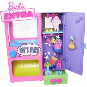 Barbie Extra Surprise Fashion Playset with 20 Pieces Including Pet Poodle, Closet and Push-Button Feature That Dispenses Fashion Accessories, Gift for 3 Year Olds & Up in Kuwait