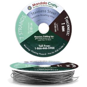 Mandala Crafts 7 Strand Beading Wire for Jewelry Making - Stainless Steel Tiger Tail Beading Wire - 32 FT 18 Gauge Bead Stringing Wire Jewelry Braided Wire in Kuwait