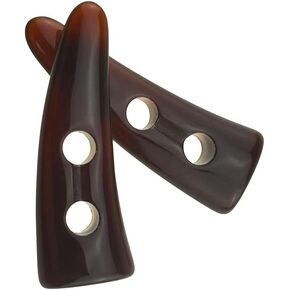 Two Holes Toggle Buttons 50 X 17mm Bone Horn Buckle Thread Hole Smooth Soft Touch Handy Durable Easy Manipulate Not Get Stuck for Crafts Coat Chunky Sweater Sewing Knitting Resin Brown 10pcs
