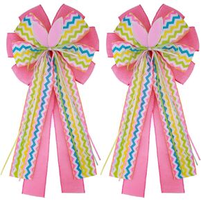2 Pcs Large Shamrock Clover Burlap Bows 12x 10 Inch Green Wreath Holiday Bow for Front Door Wreath Decorations Tree Topper Bow Irish Party Supplies(Clover)