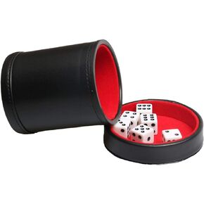 Leatherette Dice Cup with Lid, Includs 16mm Regular Dices, Red Felt Lining Dice Shaker Quiet for Playing Yahtzee/Farkle/Liars Dice/Board Game in Saudi Arabia