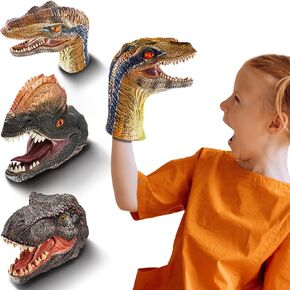 Dinosaur Hand Puppets, Soft Rubber Toys Set, Realistic Tyrannosaurus Rex, Triceratops, Carnotaurus Puppet Toys for Kids Boys Girls Adult, Party Favor Gift Imaginative Play, 3 Pack/Set… in Saudi Arabia