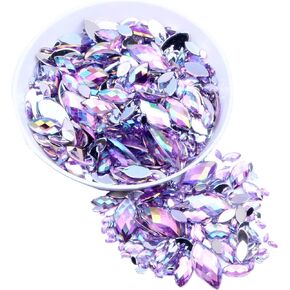 600pcs Water Drop Rhinestones,Assorted Size Resin Flatback Gemstone Crystal Rhinestones for Crafts Clothes DIY Decoration(AB)