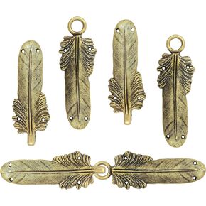 Bezelry 3 Pairs Large Feather Cape or Cloak Clasp Fasteners. 108mm (4-1/4 inch) Fastened. Sew On Hooks and Eyes Cardigan Clip (Antique Silver)