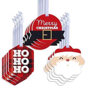 Big Dot of Happiness Jolly Santa Claus - علامات متنوعة معلقة لحفلات عيد الميلاد - أغطية بطاقات الهدايا - مجموعة من 12 قطعة in Kuwait