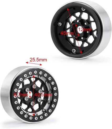 RCLIONS Aluminum Metal 1.9inch RC Beadlock Wheels Rims for 1/10th Crawler Axial SCX10 TRX4 D90-Pack of 4 (Black) in Saudi Arabia