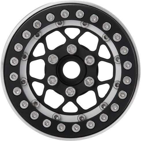 RCLIONS Aluminum Metal 1.9inch RC Beadlock Wheels Rims for 1/10th Crawler Axial SCX10 TRX4 D90-Pack of 4 (Black) in Saudi Arabia