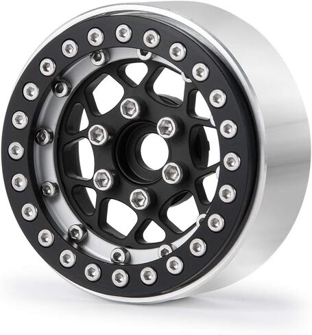 RCLIONS Aluminum Metal 1.9inch RC Beadlock Wheels Rims for 1/10th Crawler Axial SCX10 TRX4 D90-Pack of 4 (Black) in Saudi Arabia